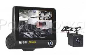 Видеорегистратор Subini GD-685 (3 камеры, 1280 х720, 140°, 4", GPS)