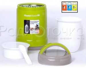 Ланч бокс (термос) MasterHouse Рим стекл. колба/пластик широкое горло, 1,4л, контейнер, оранж, 60026