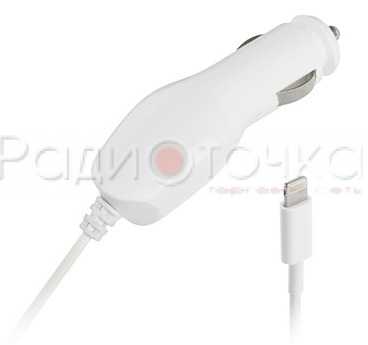 Авто-З/У Texet для Apple MFI 8-pin Lightning 1000 mA, белый (iPhone 5/6, чип с лицензией Apple)