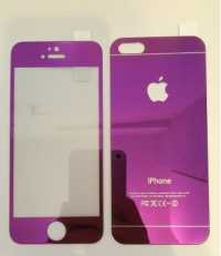 Защитное стекло для iPhone 5/5S/5G  +стекло на заднюю крышку (фиолетовое) 3D