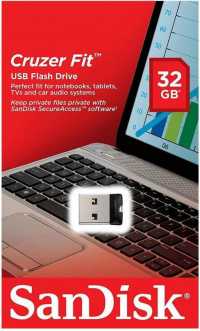 Флэш-память 32Gb Sandisk Cruzer Fit (USB 2.0  до 27.6 Мбайт/сек)