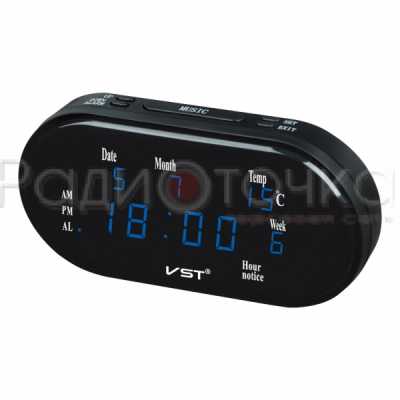 Часы VST801WX-5 (син.цифры, дата, температура)