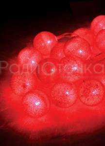 Гирлянда КОСМОС KOCNL-EL150 "Пушистые шарики" 20LED красные шарики 2 см 5.4м (3,9м+ 1,5м)