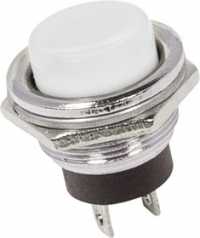 Кнопка круглая на замыкание металл белая ON-OFF (2А, 250В, 16.2мм) RWD-306
