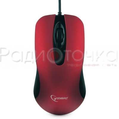 Мышь Gembird MOP-400-R, красный, 1000 dpi /2 кнопки +колесо-кнопка / бесшумный клик