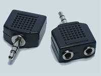 Переходник штекер 3,5мм на 2 гнезда 3,5мм стерео (пластик)