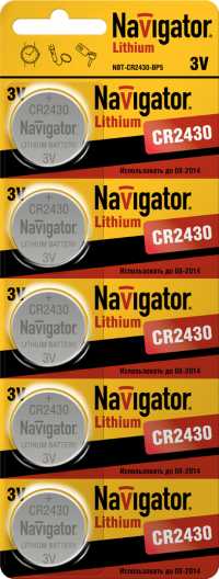 Элемент питания Navigator CR2430 BL5