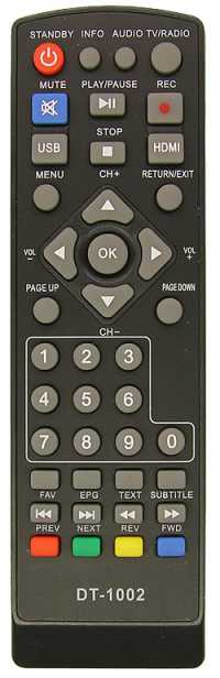 Пульт ДУ SAT POLAR DT-1002 DVB-T2 (D-COLOR, DELTA SYSTEMS, DNS, ROLSEN, Mystery, Telefunken)
