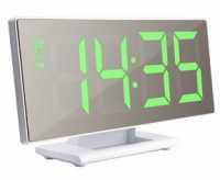 Часы DS-3618L (бел корпус, зелен. цифры, будильник, термометр)