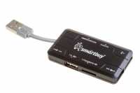 Картридер + Хаб Smartbuy SBRH-750-K  USB2.0