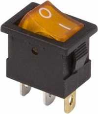 Выключатель клавишный желтый с подсветкой 12V 15A (3c) On-Off Mini SC-768