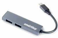 Концентратор USB Type-C 3.0 Smartbuy SBHA-460C-G  серый