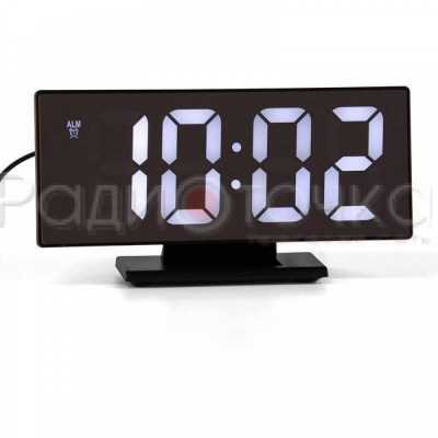 Часы DS-3618L (черн корпус, бел. цифры, будильник, термометр)