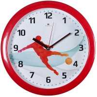 Часы настенные "21 ВЕК" Футболист (круг d=29см, корпус красный)