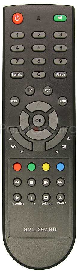 Пульт ДУ SAT РОСТЕЛЕКОМ SML-292 Premium HD, SML-482 HD Base (МТС, Utel, SmartLabs)