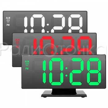 Часы DS-3618L (черн корпус, зелен. цифры, будильник, термометр)