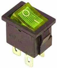 Выключатель клавишный желтый с подсветкой 250V 6A (4c) On-Off Mini SC-768