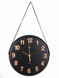 Часы настенные "Рубин" Классика (D=27 см, из металла с ремешком, чёрный)