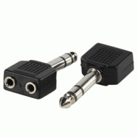 Переходник штекер 6,3мм на 2 гнезда 6,3мм моно (пластик)