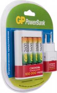 З/У GP R03/R6x2/4 (+акк.4R6x2600mAh) индикатор, USB-адаптер