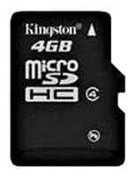 Карта памяти Micro-SDHC  4Gb Kingston class 4