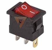 Выключатель клавишный красный с подсветкой 12V 6A (3c) On-Off Mini SC-768