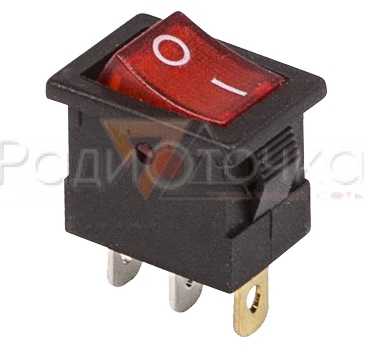 Выключатель клавишный красный с подсветкой 12V 6A (3c) On-Off Mini SC-768
