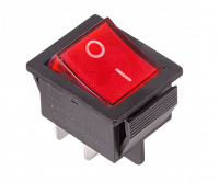 Выключатель клавишный красный с подсветкой 250V 16А (4с) On-On SC-767