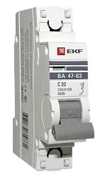 Выключатель автоматический EKF PROxima ВА 47-63 1P 40А 4,5kA х-ка С mcb4763-1-40C-pro (с опломб.)