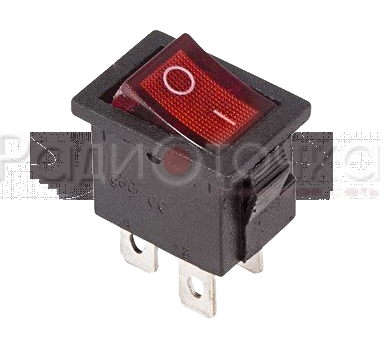Выключатель клавишный красный с подсветкой 250V 6A (4c) On-Off Mini SC-768