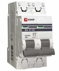 Выключатель автоматический EKF PROxima ВА 47-63 2P 10А 4,5kA х-ка С mcb4763-2-10C-pro (с опломб.)