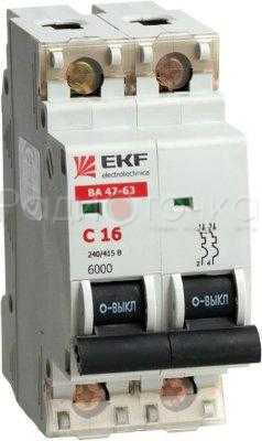 Выключатель автоматический EKF PROxima ВА 47-63 2P 25А 4,5kA х-ка С mcb4763-2-25C-pro (с опломб.)