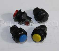 Кнопка круглая на замыкание 2К пластик (1А, 125В, 13мм)