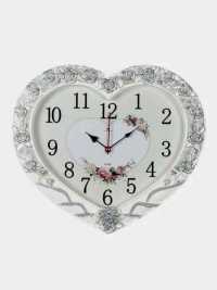 Часы настенные "Рубин" Нежность (в форме Сердца 41*35см, корпус белый с серебром)