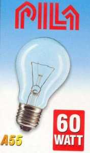 Лампа Pila A55 E27  60W прозрачная