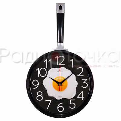 Часы настенные "Рубин" Сковорода (d=25х43см, корпус красный с чёрным)