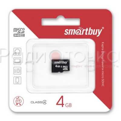 Карта памяти Micro-SDHC  4Gb Smart Buy class 4