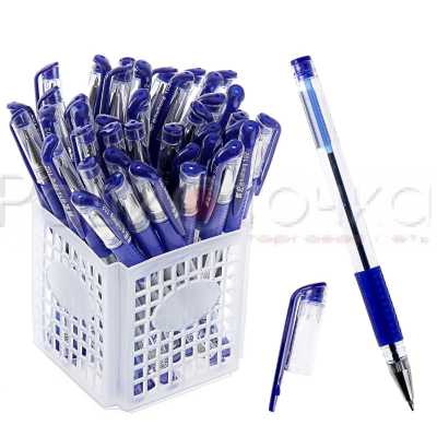 Ручка шариковая 0.5 мм, синяя, с резиновым держателем
