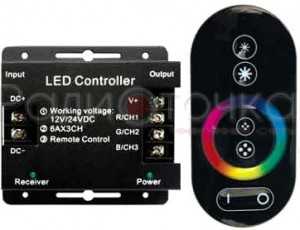 Контроллер для RGB лент Ecola  12V 216W(24V 432W) 18A RGB с кольцевым сенсорным черным радиопультом