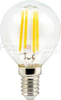 Лампа Ecola G45 E14 220V 5W 4000 78x45 нитевидная, прозр. Premium шар