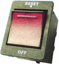 Выключатель-автомат клавишный 2 положения (RESET-OFF, 250V, 15A, 4pin, подсветка)