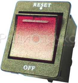 Выключатель-автомат клавишный 2 положения (RESET-OFF, 250V, 15A, 4pin, подсветка)
