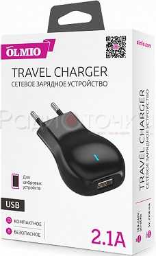 З/У Olmio 2.1A USB, black