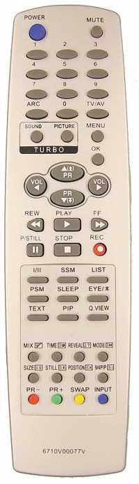 Пульт ДУ LG 6710V00077V / 6710V00112D / 6710V00077Z , (RM-158CB универс)