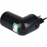 Переходник вилка-патрон E27 с выключателем черный Ecola