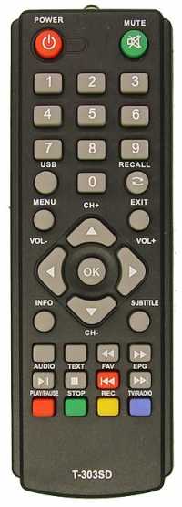 Пульт ДУ SAT GoldMaster T-303SD, DVB-T2 (DENN, DEXP, HARPER)