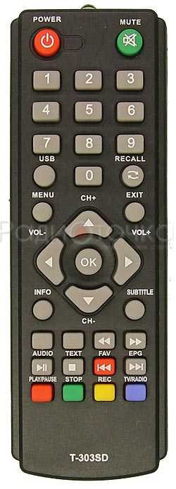 Пульт ДУ SAT GoldMaster T-303SD, DVB-T2 (DENN, DEXP, HARPER)