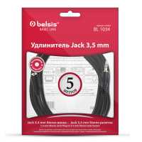 Кабель BELSIS Jack 3.5 вилка - Jack 3.5 розетка, удлинитель, стерео-аудио, 5 м (BL1034)
