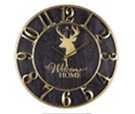 Часы настенные "Рубин" Welcome Home (дерево, черный+золото, d=38см) 3841-002