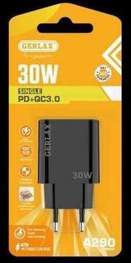 З/У Gerlax A290 PD 30Вт, USB+гнездо Type-C